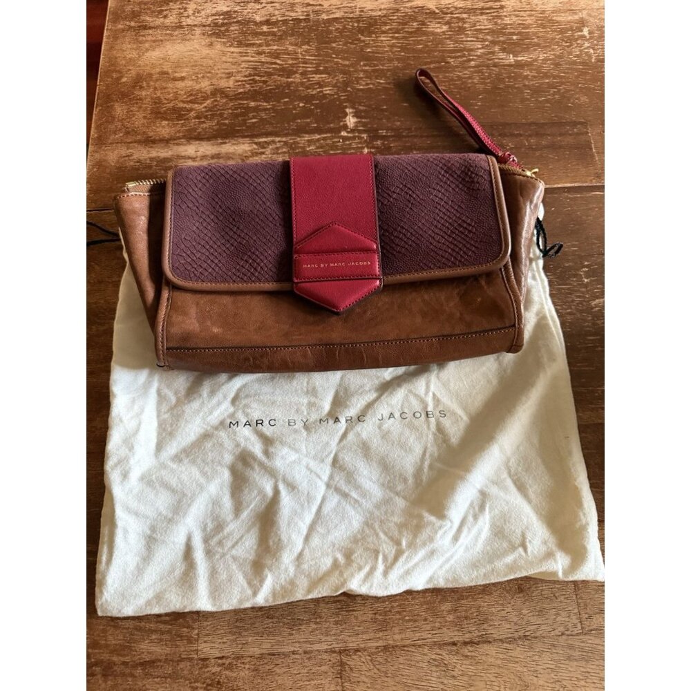 marc by marc jacobs color block brown red leather… - image 2